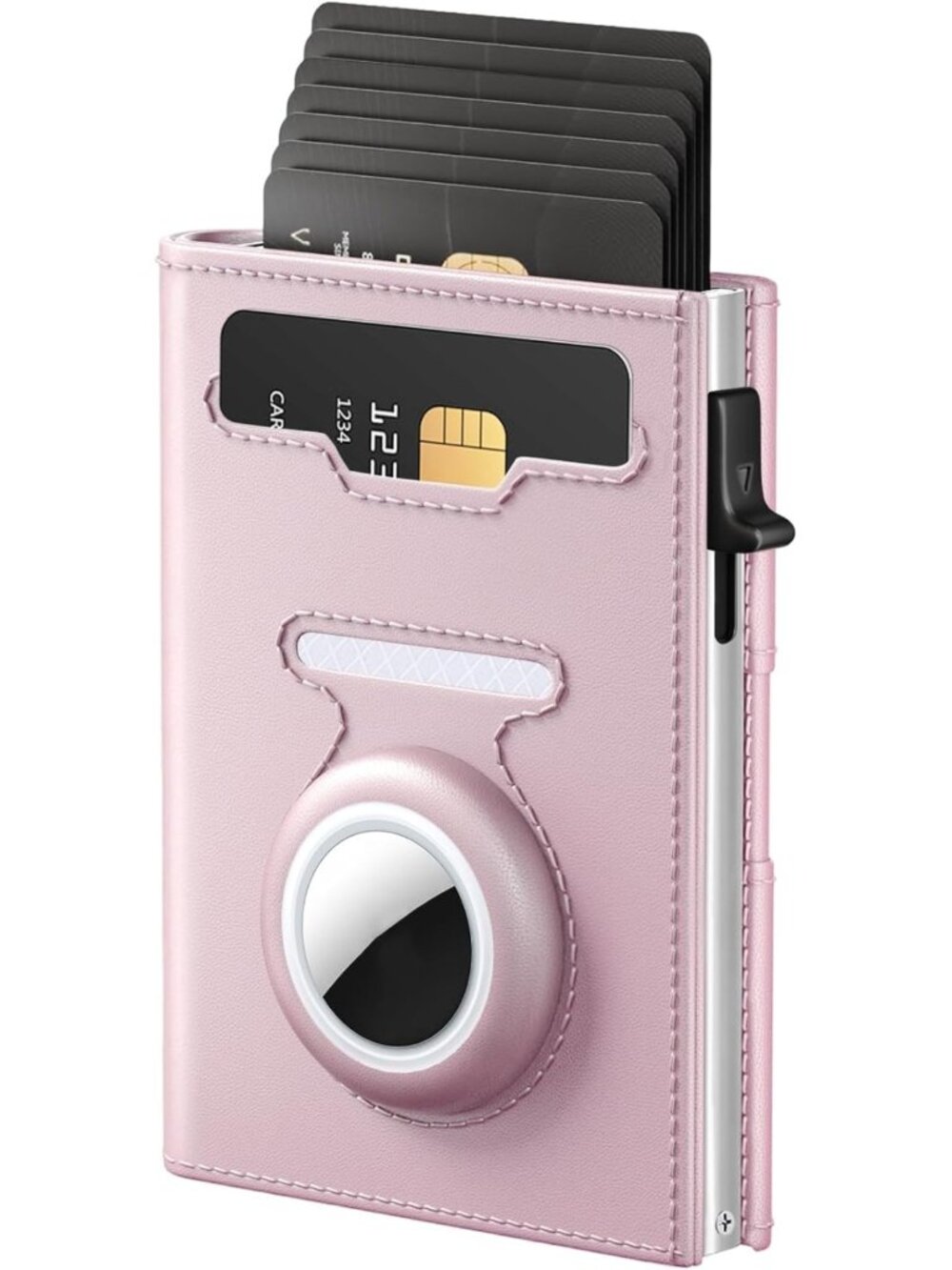 Slim RFID Wallet for Women with AirTag Holder - Compact Trifold Design, Secure